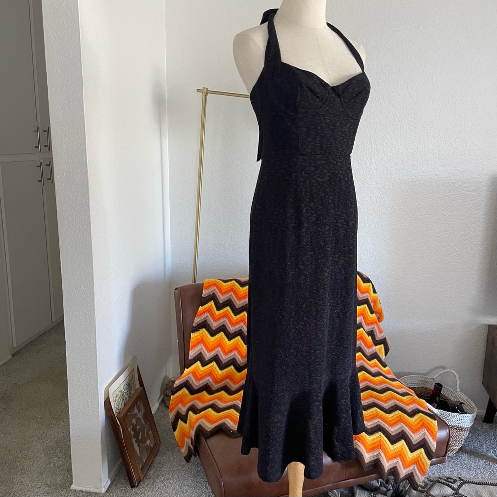 Hutch Halter Corset Shimmer Ruffle Midi Dress - Picture 6 of 15